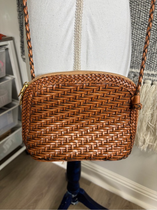 lisa loren Handbags - Woven Brown Leather Crossbody Bag